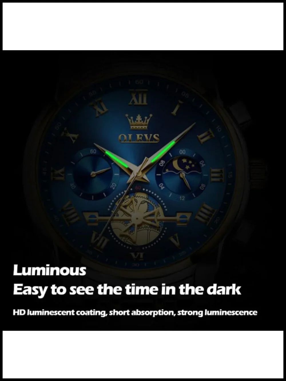 Mens Stainless Steel Quartz Watch Adjustable Bracelet Waterproof Luminous
